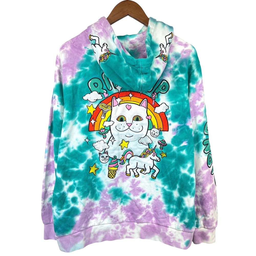 Ripndip Unicorn Lord Nermal Tie Dye Hoodie M Teal Purple Skate Indie Alt Street